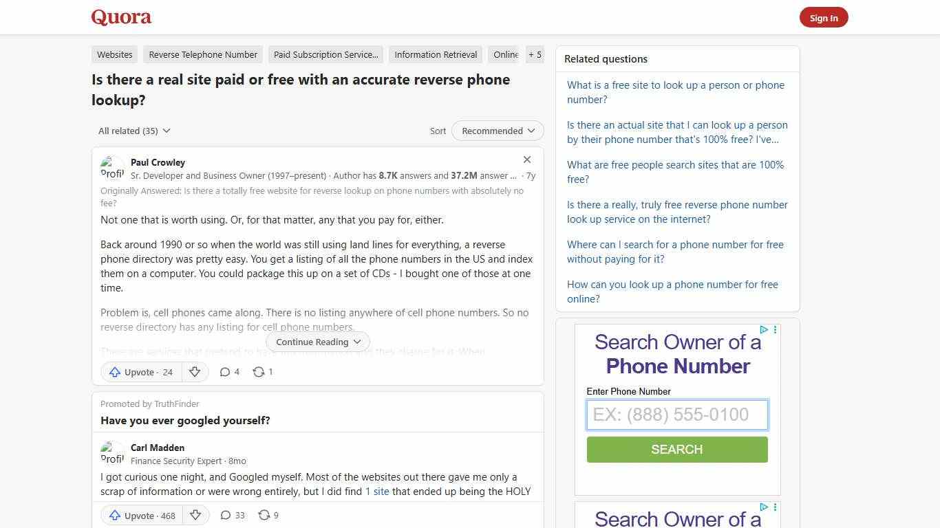 Is there a real site paid or free with an accurate reverse phone lookup? - Quora